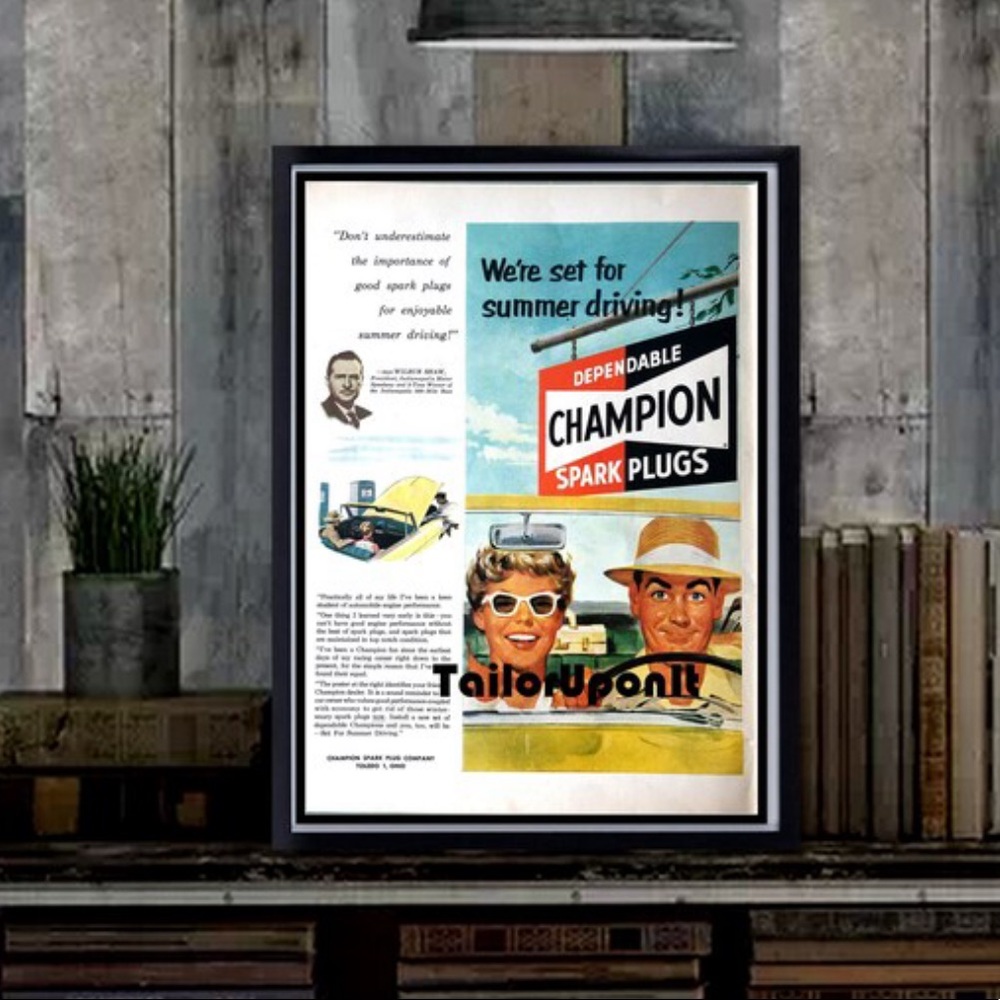 1950s Champion Spark Plugs Advertisement Toledo OHIO